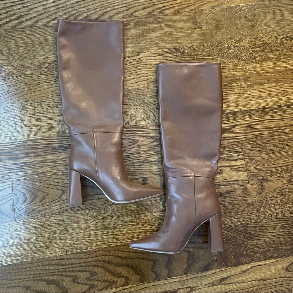 Steve Madden Womens Showbiz Leather Knee-High Boots